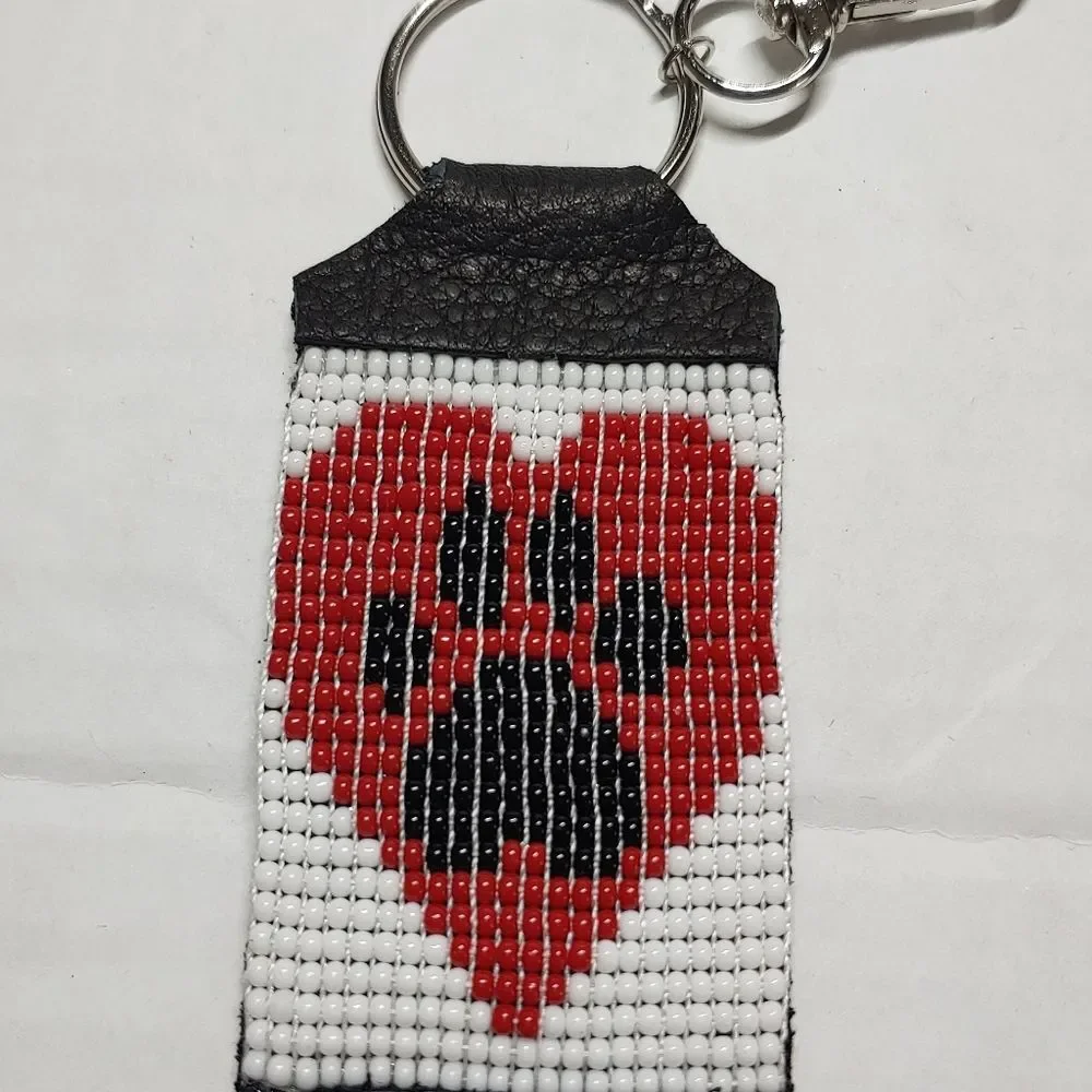 Loom Beaded Keychain Hearts w/ Paw Print
